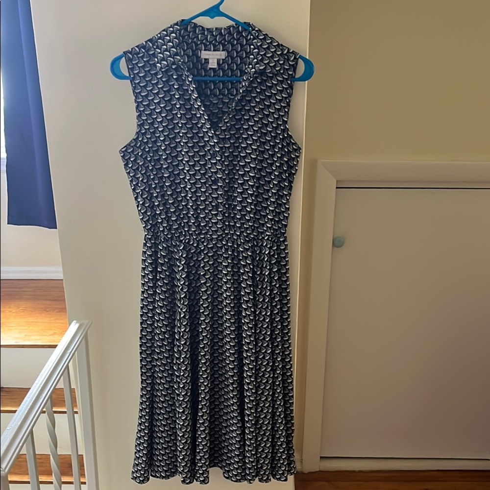 Stylish and Comfortable Navy Dress with Nautical White Sailboat Print